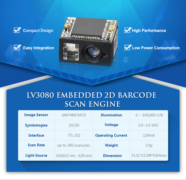 LV3080 2D Scanner Moduli