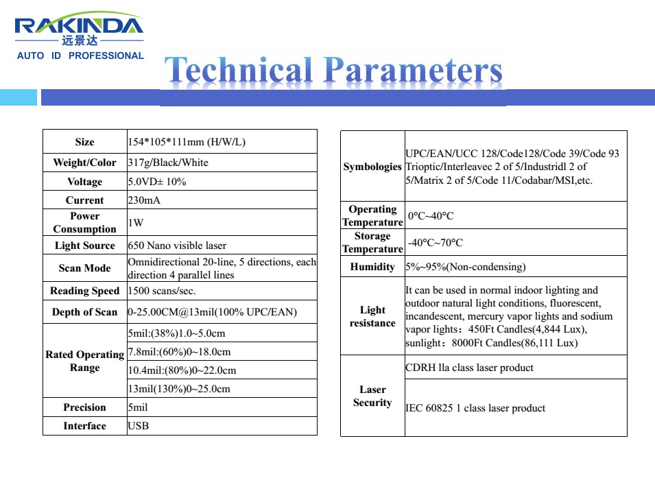 RK8120 Laser Barcode Scanner