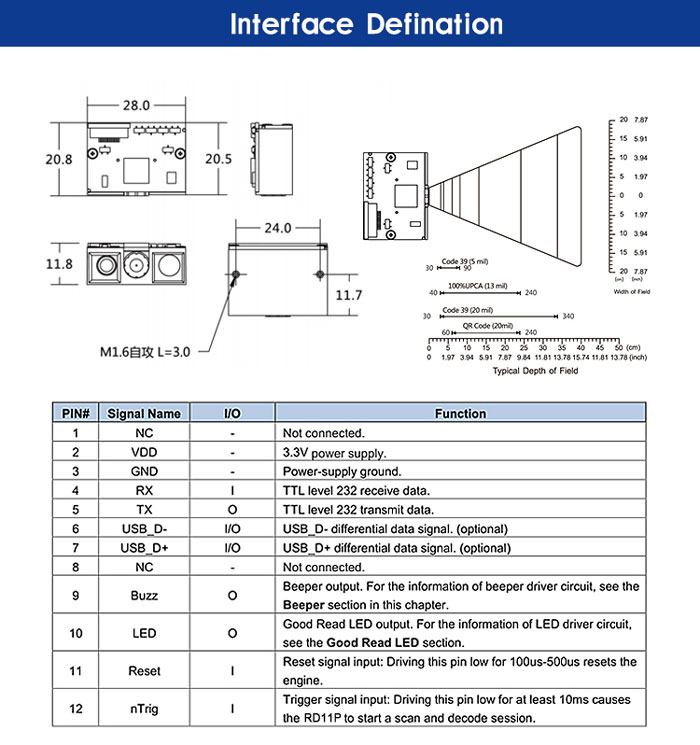 RD11P 2D Barcode Scanner Moduli